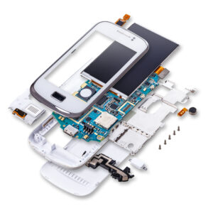Cell phone components stock image